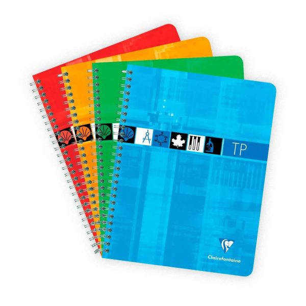 Cahier Travaux Pratiques reliure int&eacute;grale 17&times;22 cm 80 pages grands carreaux 90 g + uni 125 g