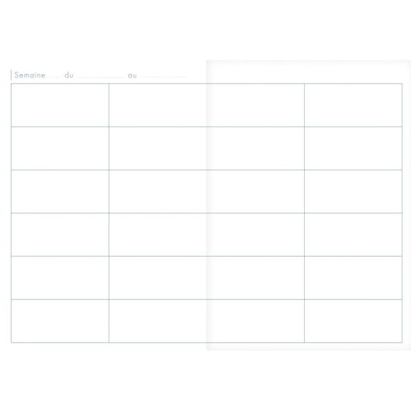 Agenda de bord enseignant 4 colonnes (24 cases/semaine) rembord&eacute; rigide A4 144 pages Couleur al&eacute;atoire