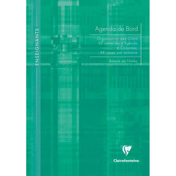 Agenda de bord enseignant 6 colonnes (48 cases/semaine) brochure souple A4 144 pages Couleur al&eacute;atoire