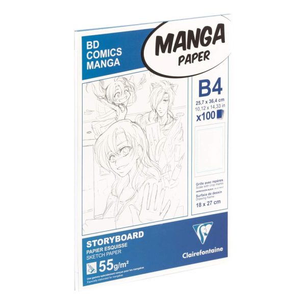 Manga Storyboard bloc coll&eacute; 100F B4 55g grille simple