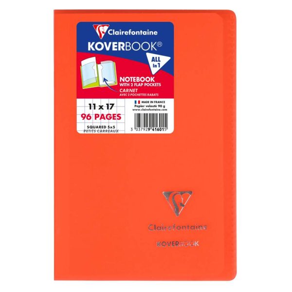 Carnet piqu&eacute; Koverbook 11x17cm 96 pages petits carreaux couverture polypropyl&egrave;ne transparent