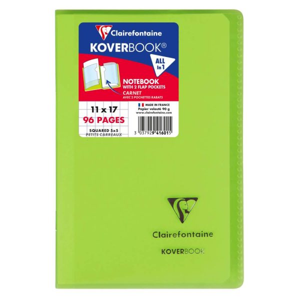 Carnet piqu&eacute; Koverbook 11x17cm 96 pages petits carreaux couverture polypropyl&egrave;ne transparent