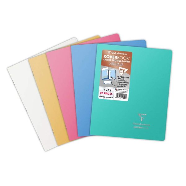 Cahier piqu&eacute; Koverbook Silver 17&times;22 cm 96 pages grands carreaux couverture polypropyl&egrave;ne opaque