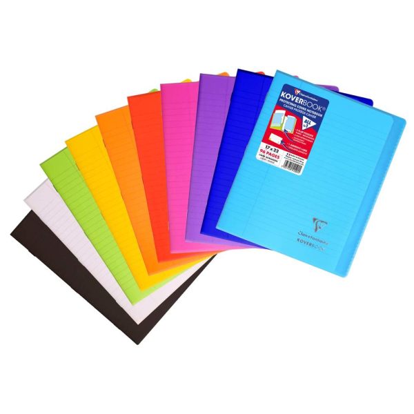 Cahier piqu&eacute; Koverbook 17x22cm 96 pages lign&eacute; + marge couverture polypropyl&egrave;ne transparent