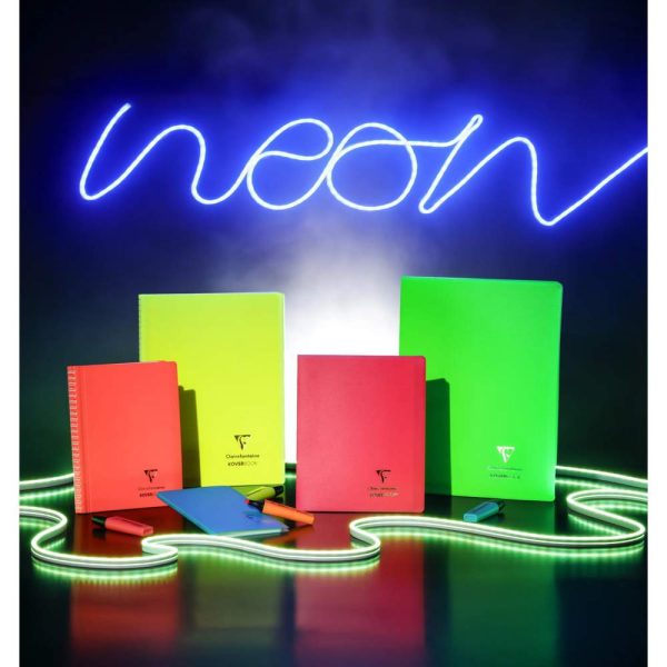 Cahier piqu&eacute; Koverbook Neon 17x22cm 96 pages lign&eacute; + marge couverture polypropyl&egrave;ne opaque