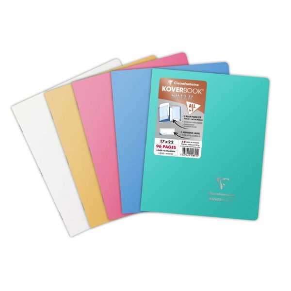 Cahier piqu&eacute; Koverbook Silver 17&times;22 cm 96 pages lign&eacute; + marge couverture polypropyl&egrave;ne opaque