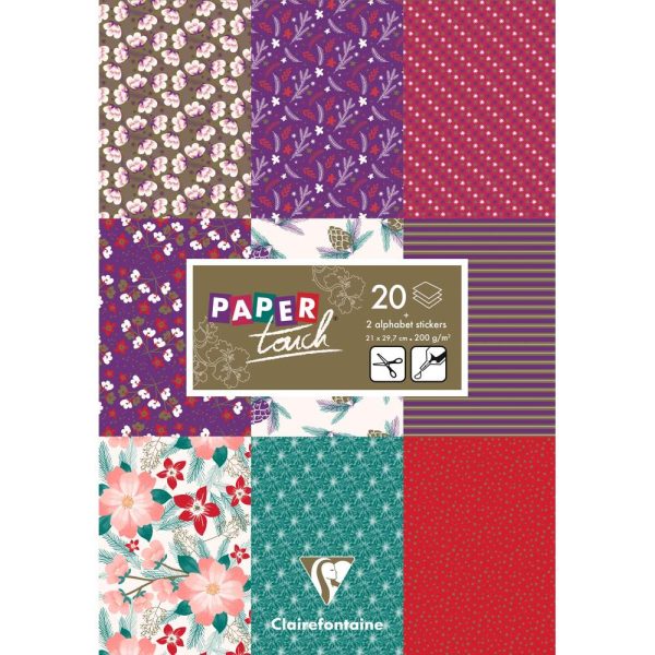 PAPIERS IMPRIM&Eacute;S, Bloc de 20 feuilles 200g/m2 au format 21&times;29,7cm &ndash; Hiver floral