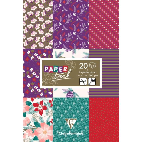 PAPIERS IMPRIM&Eacute;S, Bloc de 20 feuilles 200g/m2 au format 14,8x21cm &ndash; Hiver floral