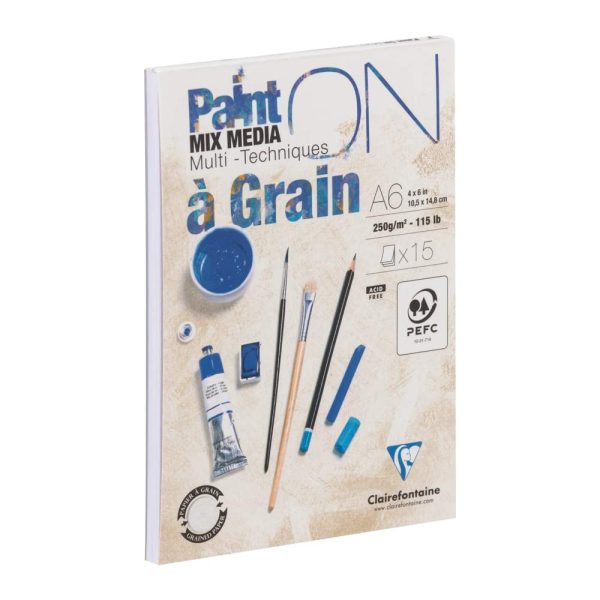 Bloc Paint&rsquo;On encoll&eacute; &agrave; grain A6 15 feuilles 250g