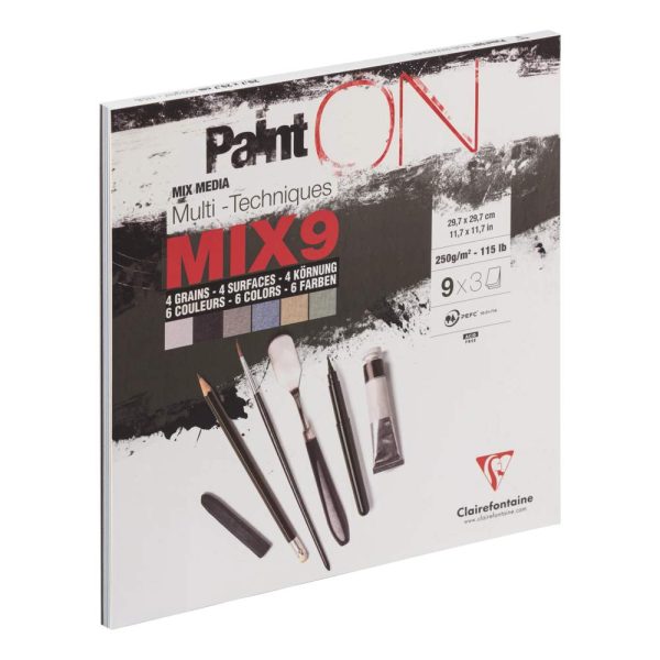 PaintON Mix 9 bloc coll&eacute; 27F 29,7&times;29,7cm 250g assorti 9x3F