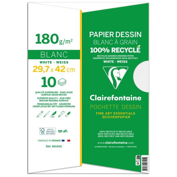 Dessin &agrave; Grain 100% Recycl&eacute; pochette 10F A3 180g
