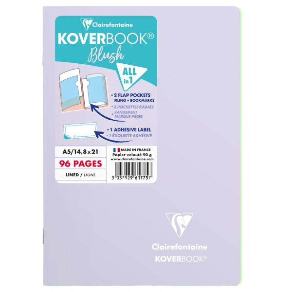 Koverbook Blush cahier piqu&eacute; A5 96 pages lign&eacute; couverture polypropyl&egrave;ne opaque bicolore.