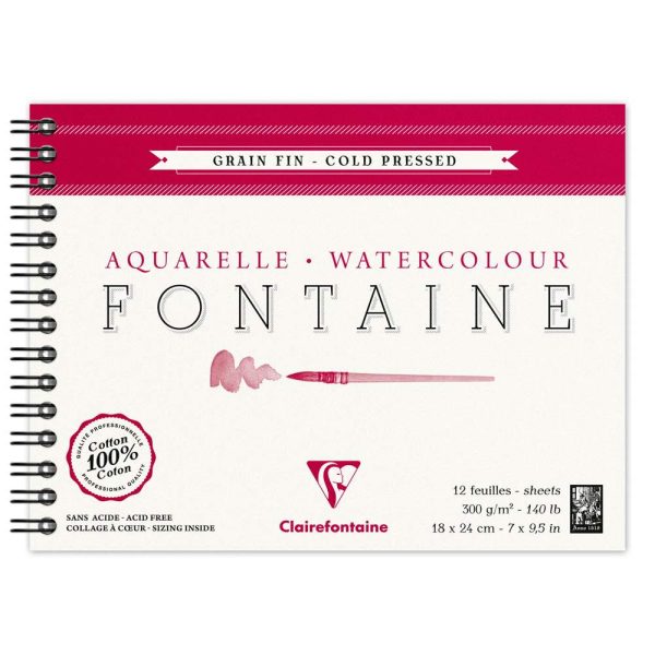 Fontaine album spiral&eacute; 12F 18x24cm 300g grain fin