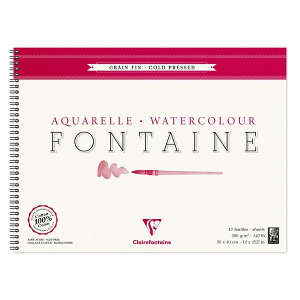 Fontaine album spiral&eacute; 12F 30x40cm 300g grain fin