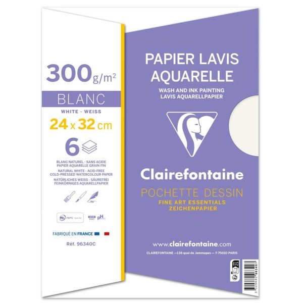 Lavis Aquarelle pochette 6F 24x32cm 300g