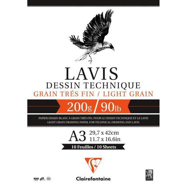 Lavis Technique bloc coll&eacute; 10F A3 200g