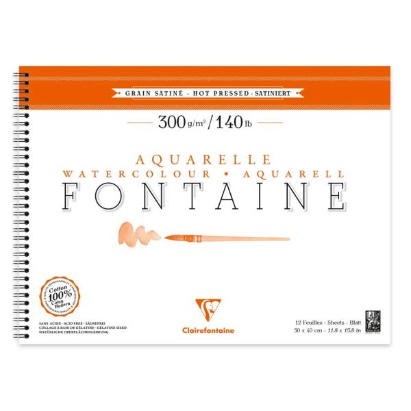 Fontaine album spiral&eacute; 12F 30x40cm 300g grain satin&eacute;