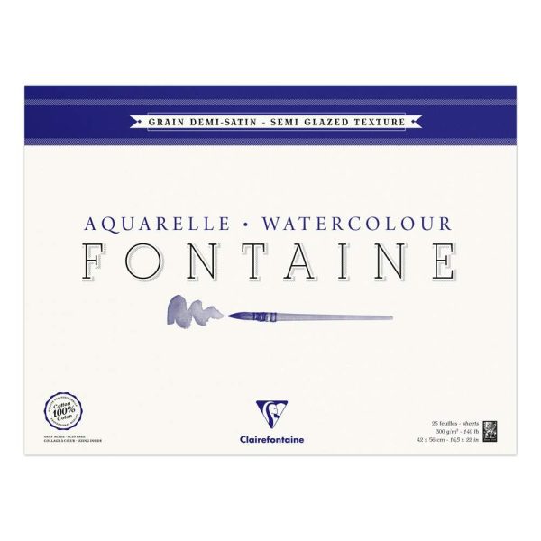 Fontaine bloc coll&eacute; 4 c&ocirc;t&eacute;s 25F 42x56cm 300g grain demi-satin&eacute;