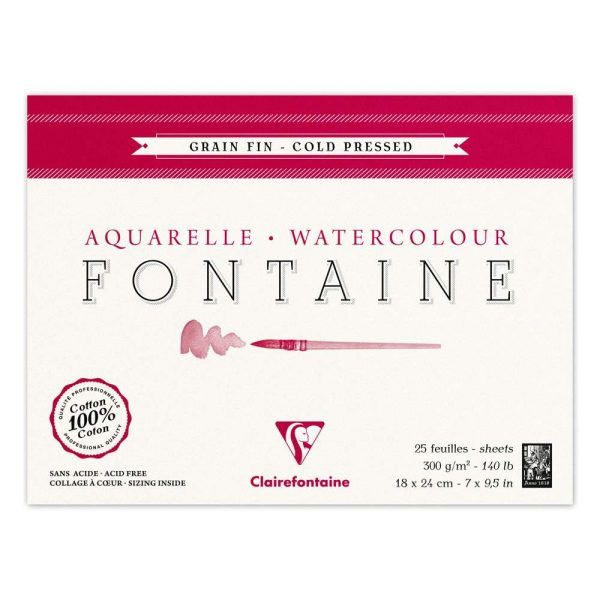Fontaine bloc coll&eacute; 4 c&ocirc;t&eacute;s 25F 18x24cm 300g grain fin