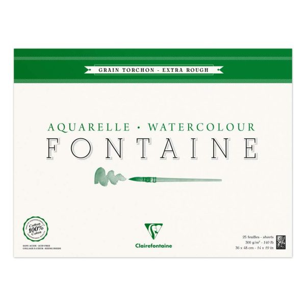 Fontaine bloc coll&eacute; 4 c&ocirc;t&eacute;s 25F 36x48cm 300g grain torchon