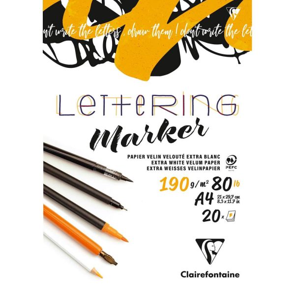 Lettering bloc coll&eacute; 20F A4 190g