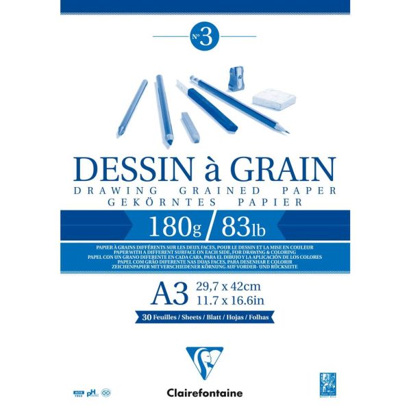 Dessin &agrave; Grain bloc coll&eacute; 30F A3 180g
