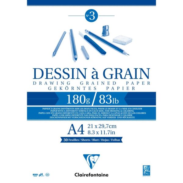 Dessin &agrave; Grain bloc coll&eacute; 30F A4 180g