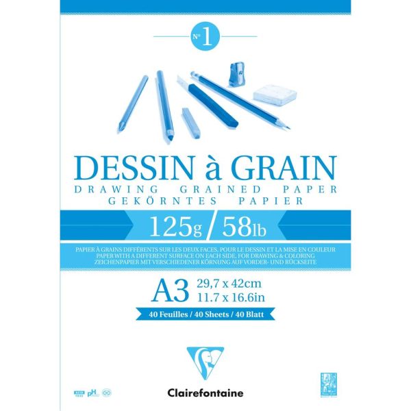 Dessin &agrave; Grain bloc coll&eacute; 40F A3 125g