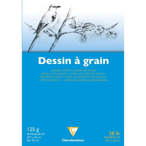Dessin &agrave; Grain bloc coll&eacute; 20F A3 125g