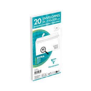 Paquet de 20 Enveloppes Blanches DL-110x220mm - Auto-Adh&eacute;sives - 80g/m2