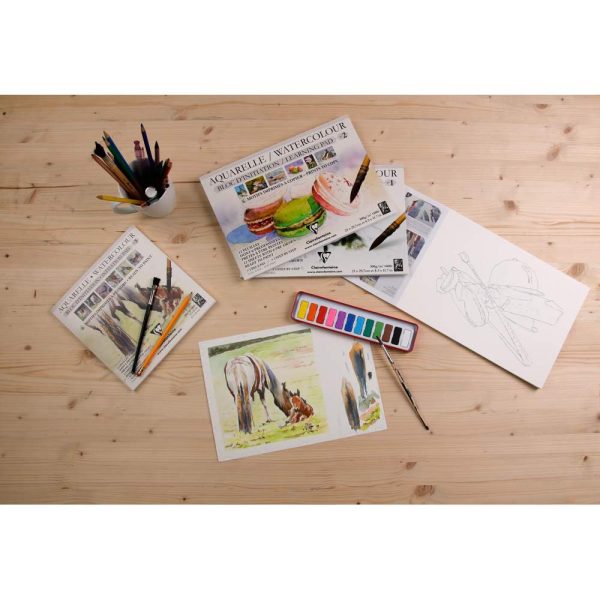 Aquarelle Pr&eacute;dessin&eacute; bloc coll&eacute; 12F A4 300g