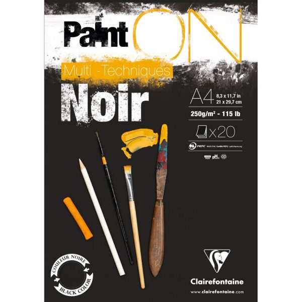Paint&rsquo;ON Noir bloc coll&eacute; 20F A4 250g