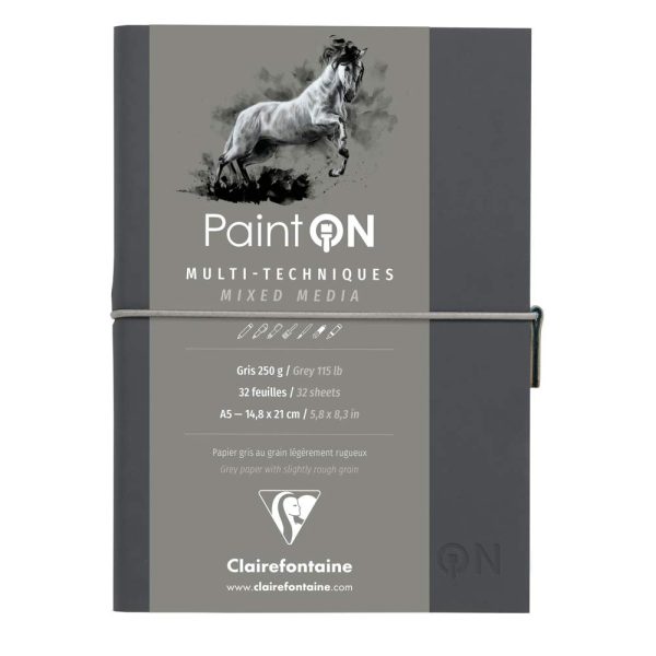 Paint&rsquo;ON Gris carnet cousu 32F A5 250g