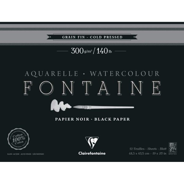 Fontaine Noir bloc coll&eacute; 1 c&ocirc;t&eacute; 12F 48,3&times;63,5cm 300g grain fin