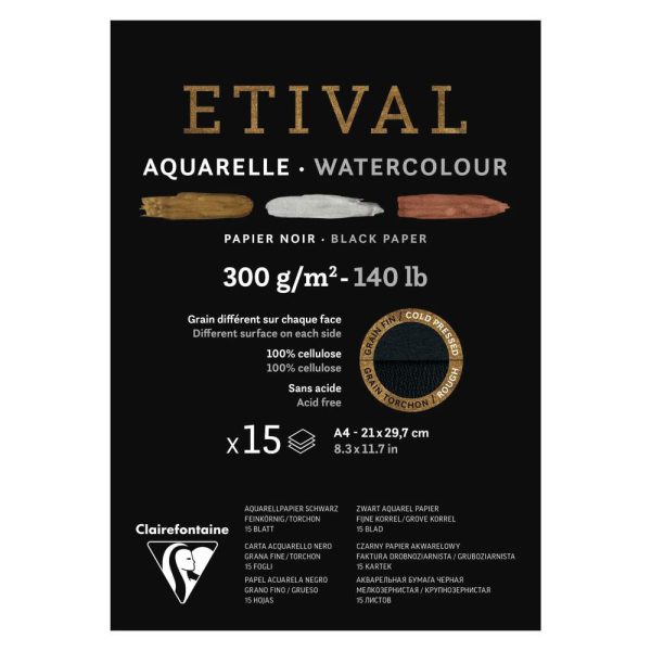 Etival Noir bloc coll&eacute; 1 c&ocirc;t&eacute; 15F A4 300g double grain
