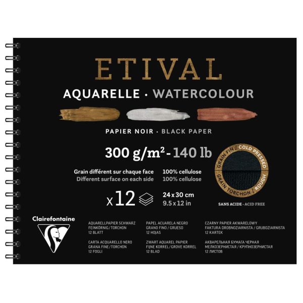Etival Noir album spiral&eacute; 12F 24x30cm 300g double grain