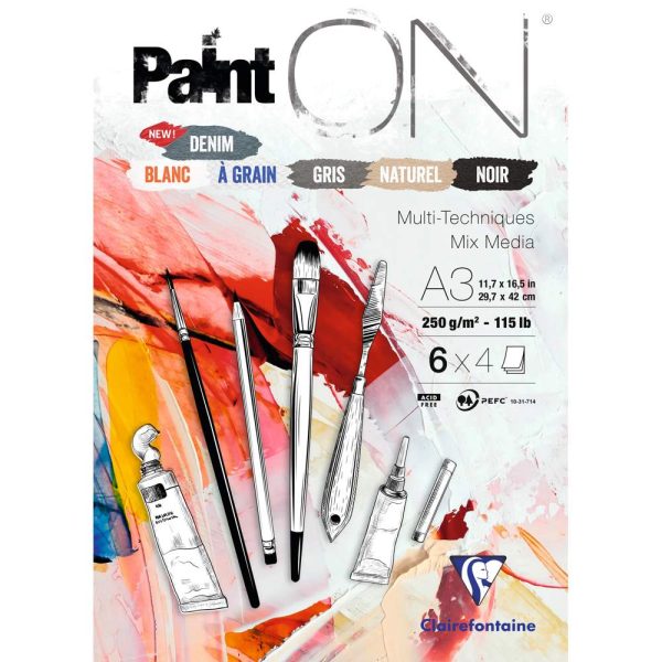 Paint&rsquo;ON n&deg;6 bloc coll&eacute; 24F A3 250g assorti 6x4F