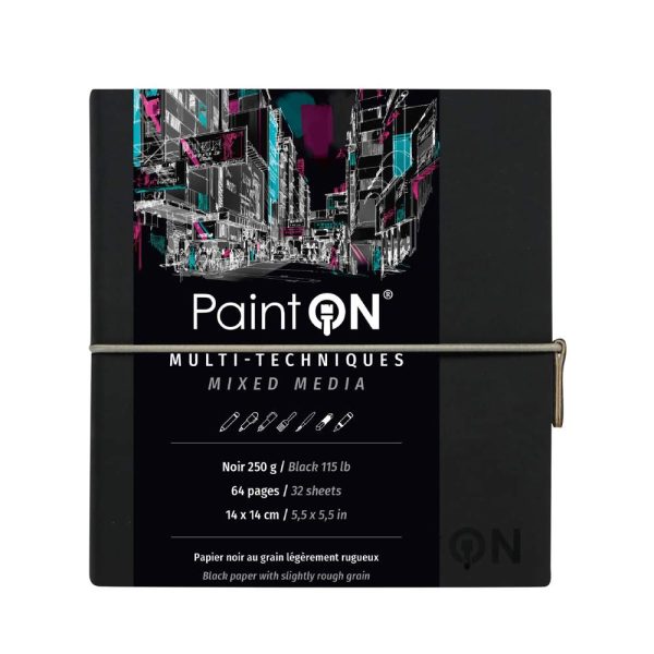 PaintON Noir carnet cousu 32F 14x14cm 250g