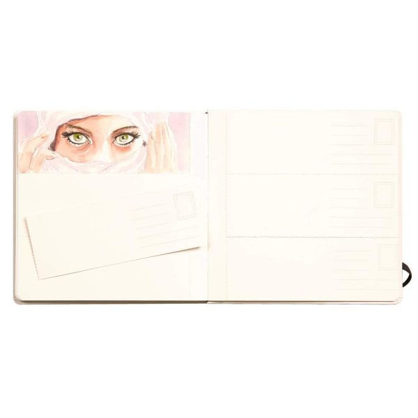 Fontaine Aquarelle carnet cousu 24F 21x21cm 300g grain satin&eacute; (cartes postales)