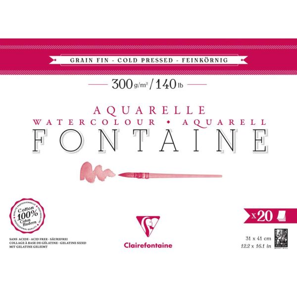 Fontaine bloc coll&eacute; 4 c&ocirc;t&eacute;s 20F 31x41cm 300g grain fin