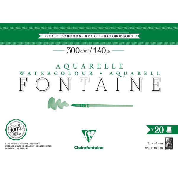 Fontaine bloc coll&eacute; 4 c&ocirc;t&eacute;s 20F 31x41cm 300g grain torchon