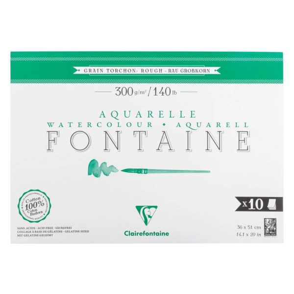 Fontaine bloc coll&eacute; 1 c&ocirc;t&eacute; 10F 36x51cm 300g grain torchon