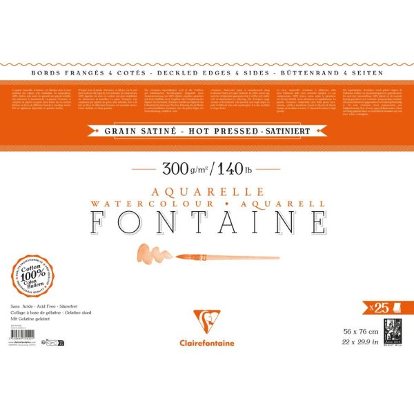 Fontaine paquet 4 bords frang&eacute;s 25F 56x76cm 300g grain satin&eacute;