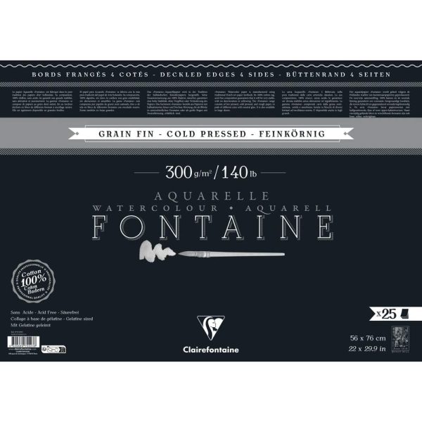 Fontaine Noir paquet 4 bords frang&eacute;s 25F 56x76cm 300g grain fin