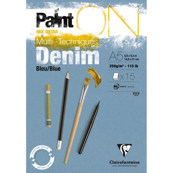 PaintON Bleu Denim bloc coll&eacute; 15F A5 250g
