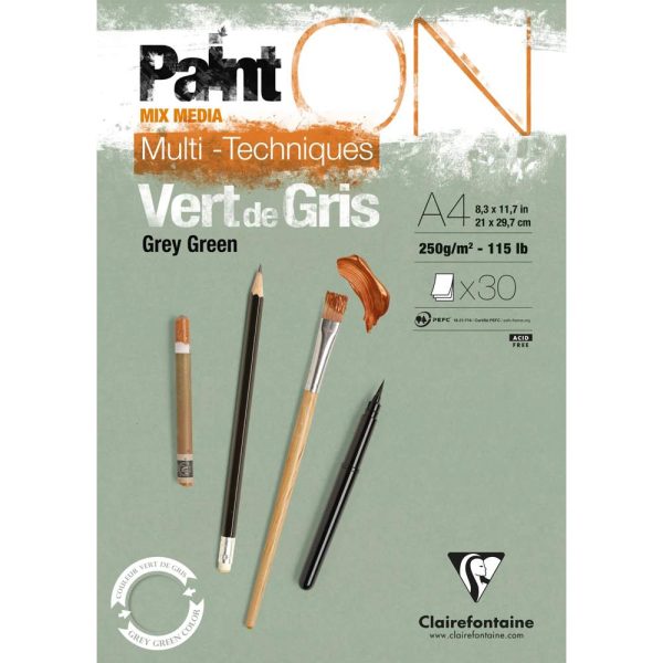 PaintON Vert de Gris bloc coll&eacute; 30F A4 250g