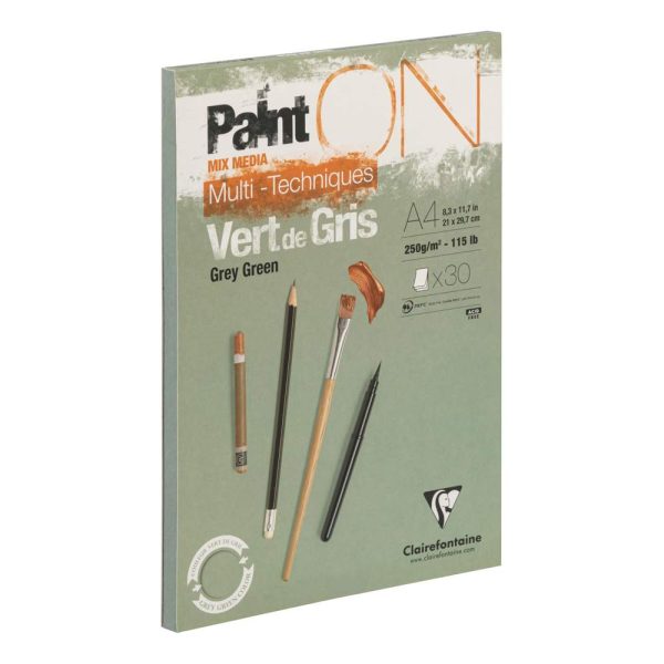 PaintON Vert de Gris bloc coll&eacute; 30F A4 250g