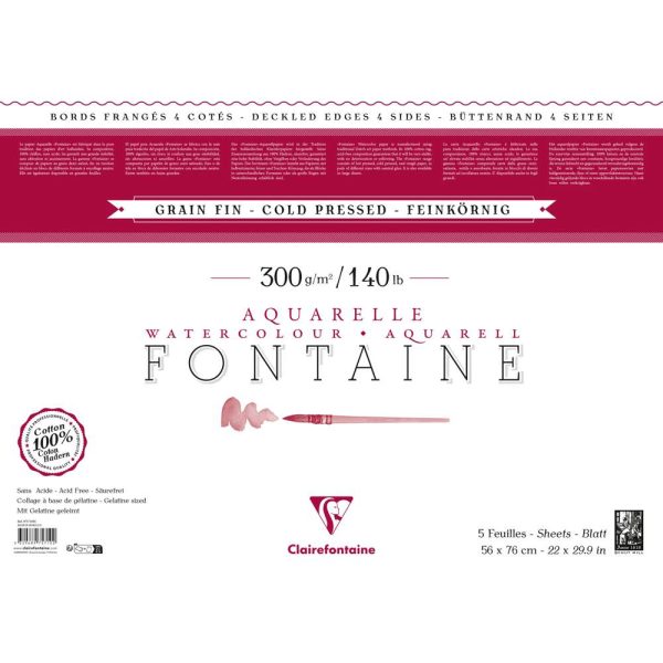 Fontaine paquet 4 bords frang&eacute;s 5F 56x76cm 300g grain fin