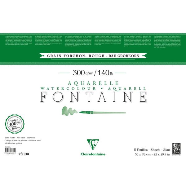 Fontaine paquet 5F 56x76cm 300g grain torchon 2 bords frang&eacute;s