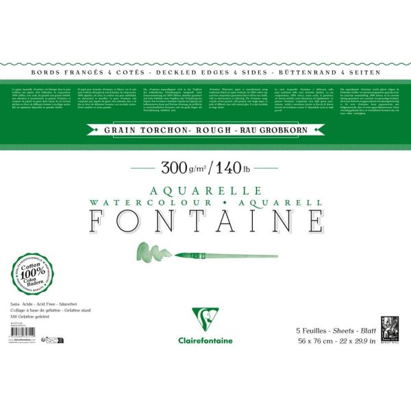 Fontaine paquet 4 bords frang&eacute;s 5F 56x76cm 300g grain torchon